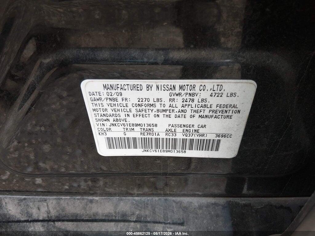 JNKCV61E89M013658 2009 INFINITI G37 photo no. 9