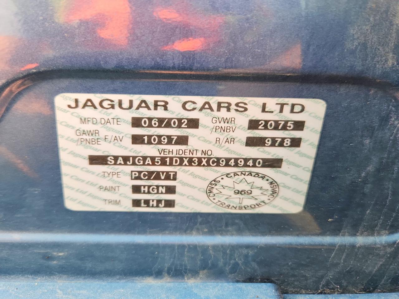 SAJGA51DX3XC94940 2003 JAGUAR X-TYPE photo no. 12