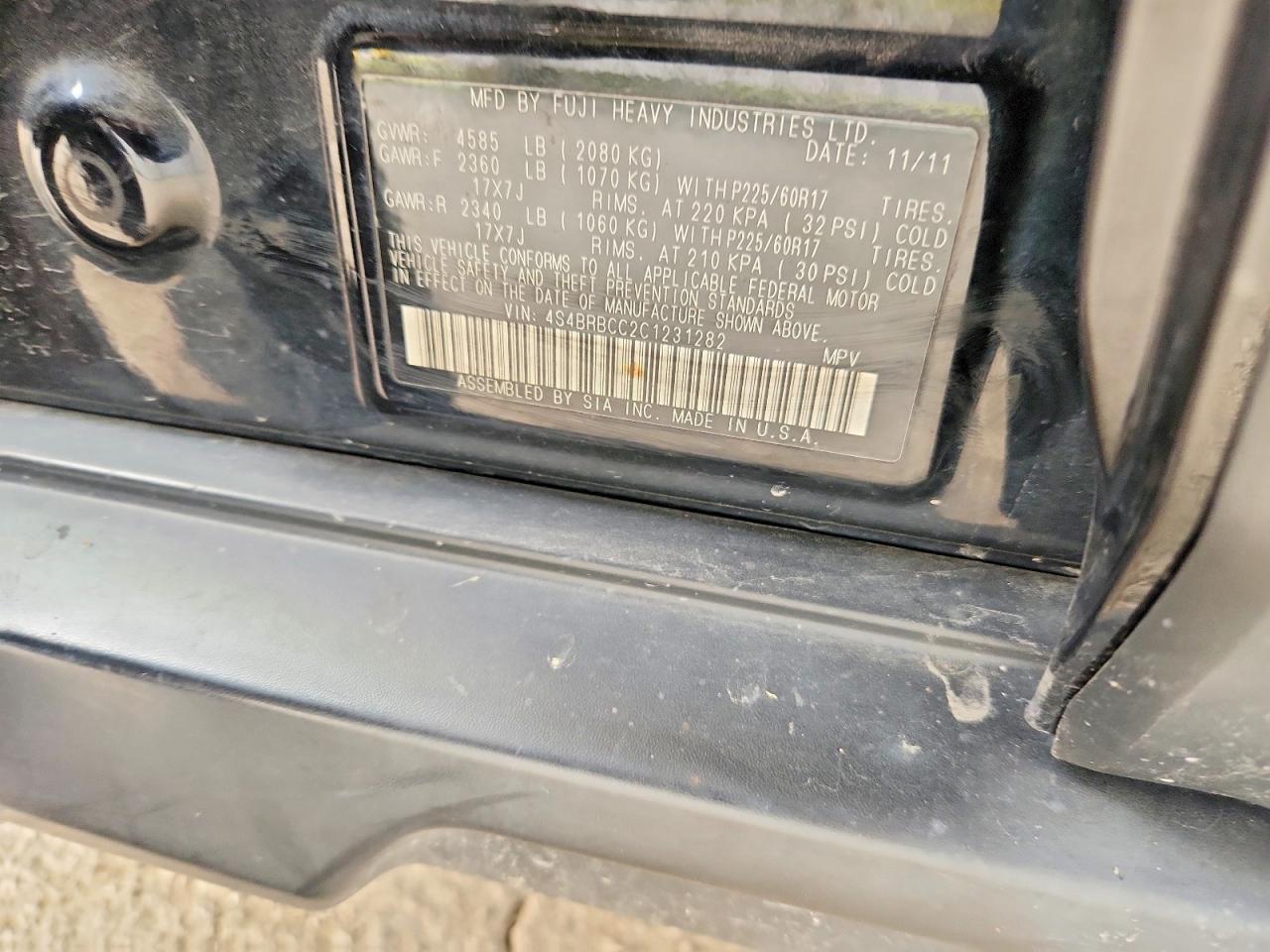 2012 SUBARU OUTBACK 2.5I PREMIUM — Фото 12 из 12
