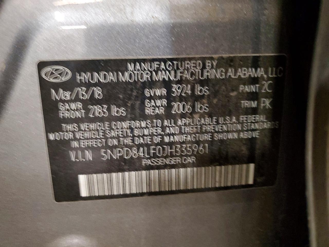 5NPD84LF0JH335961 2018 HYUNDAI ELANTRA photo no. 12