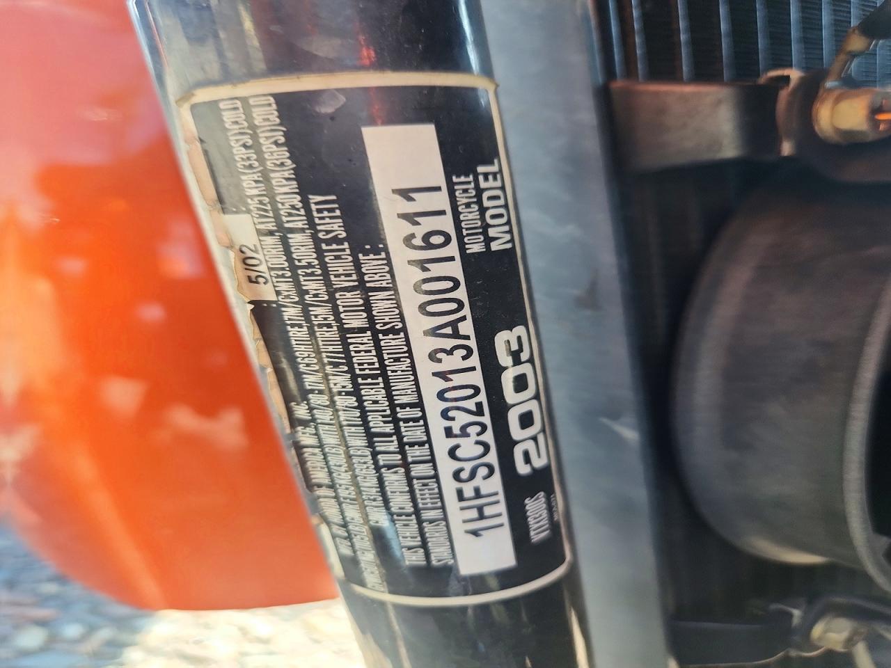 1HFSC52013A001611 2003 HONDA VT1300 photo no. 9