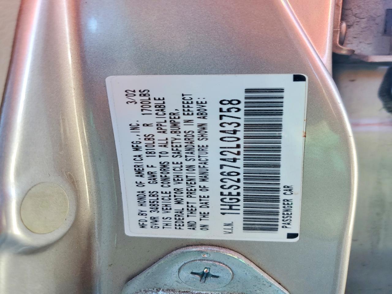 1HGES26742L043758 2002 HONDA CIVIC photo no. 12