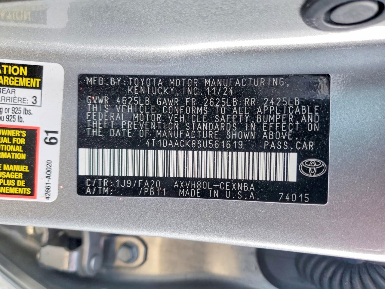 2025 TOYOTA CAMRY LE — Фото 13 из 13