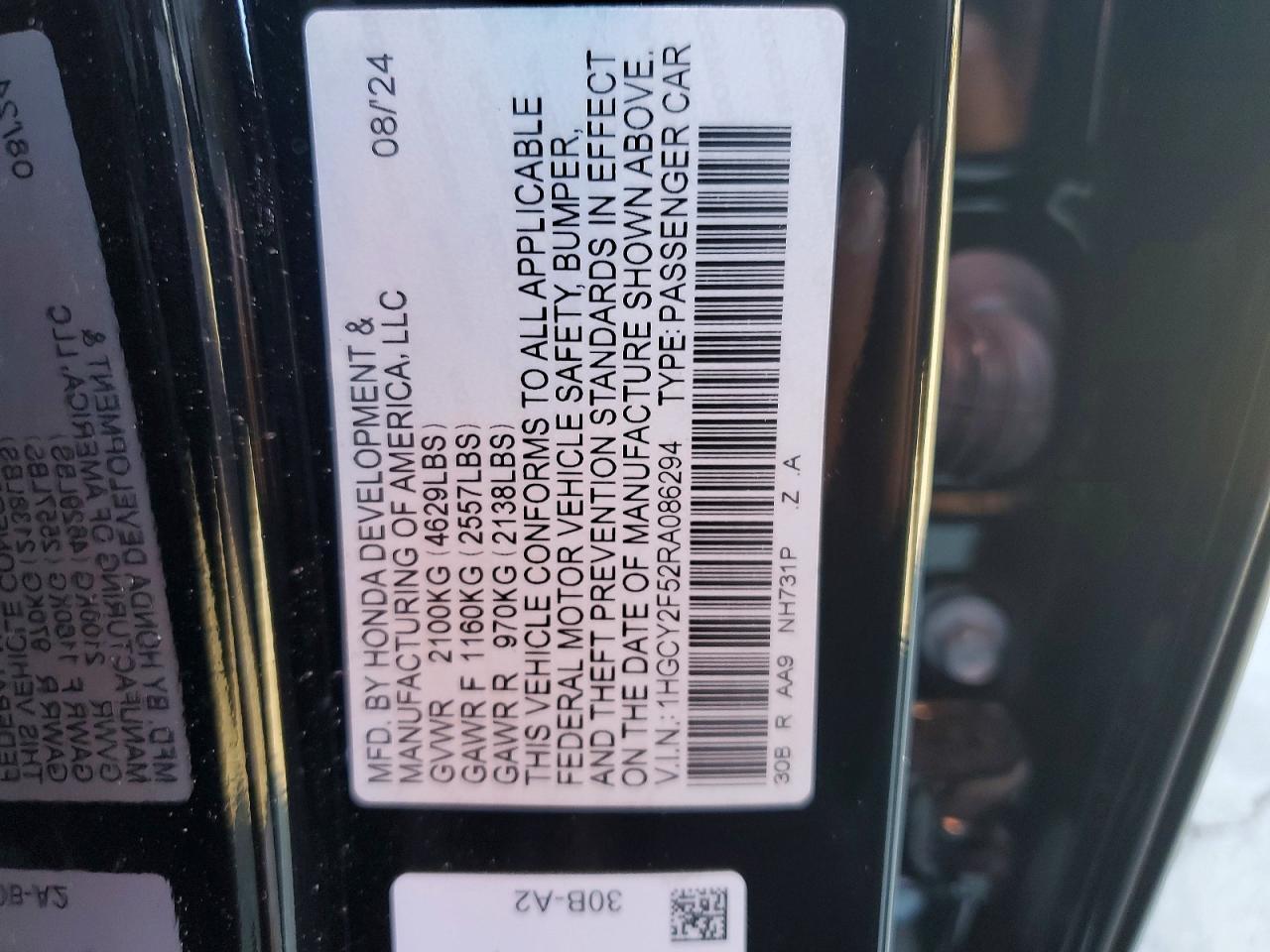 2024 HONDA ACCORD HYBRID SPORT — Фото 12 из 12