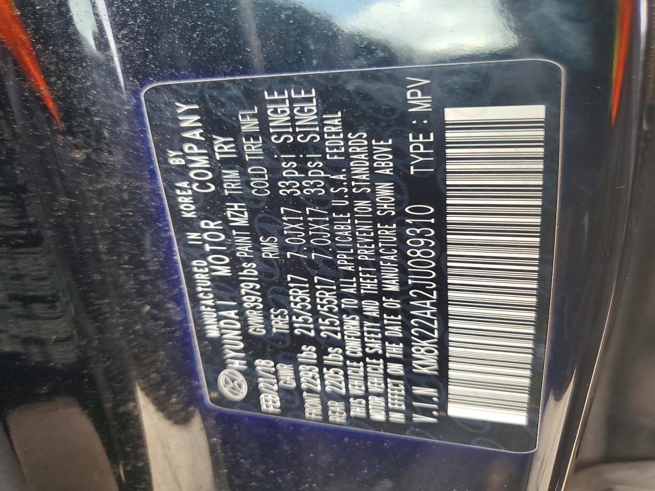KM8K22AA2JU089310 2018 HYUNDAI KONA photo no. 12