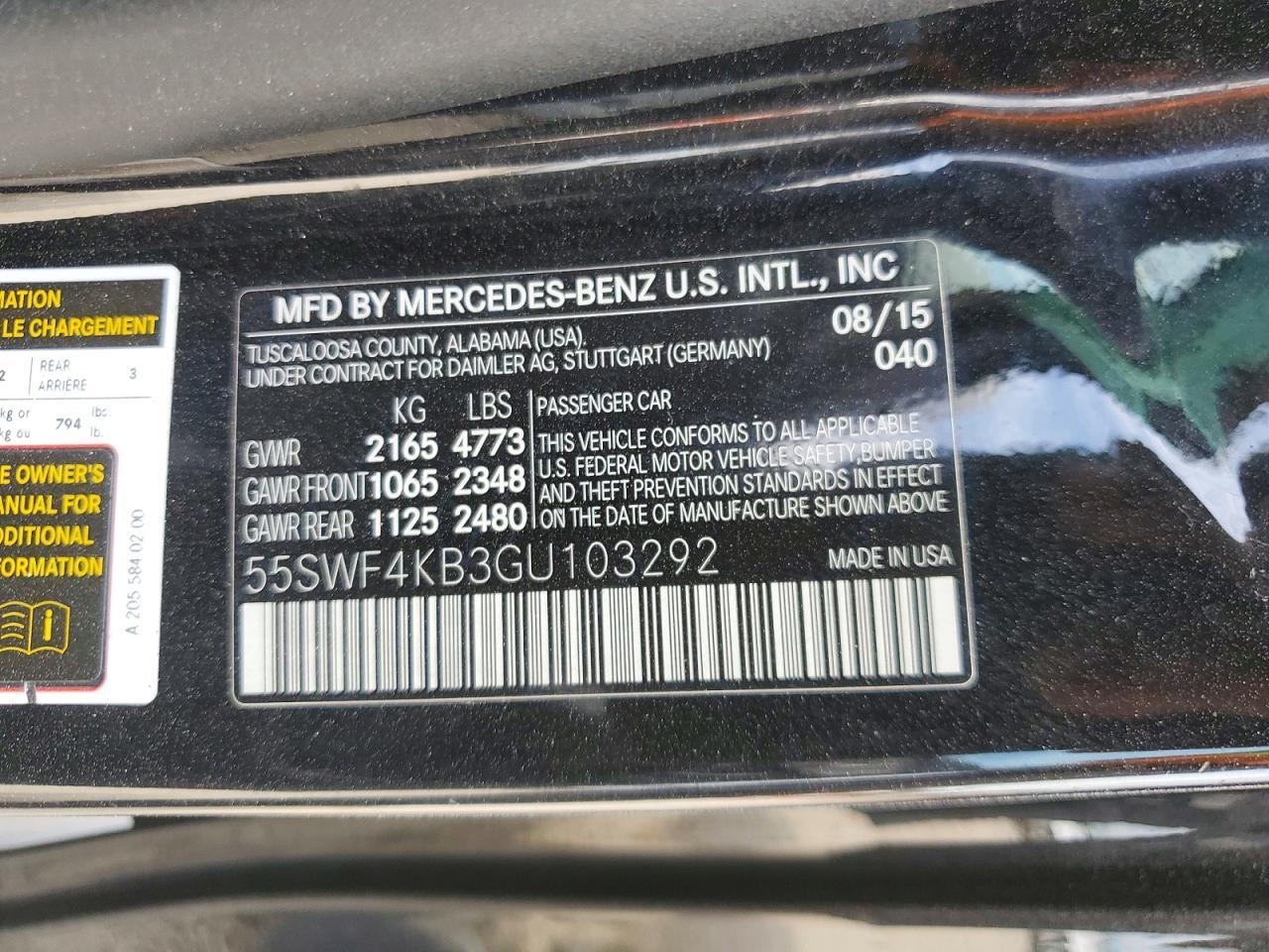55SWF4KB3GU103292 2016 MERCEDES-BENZ C photo no. 12