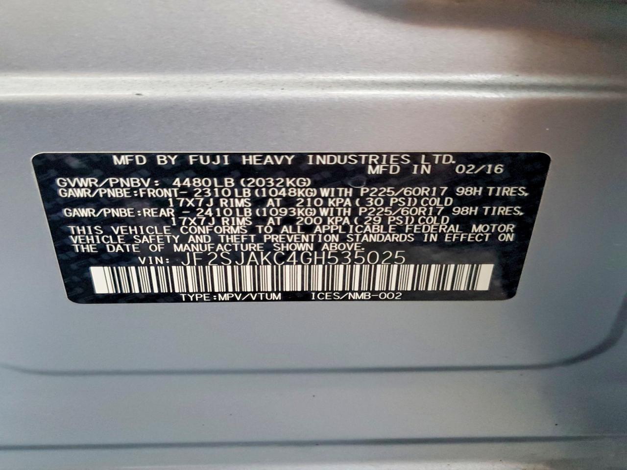2016 SUBARU FORESTER 2.5I LIMITED — Фото 13 из 13