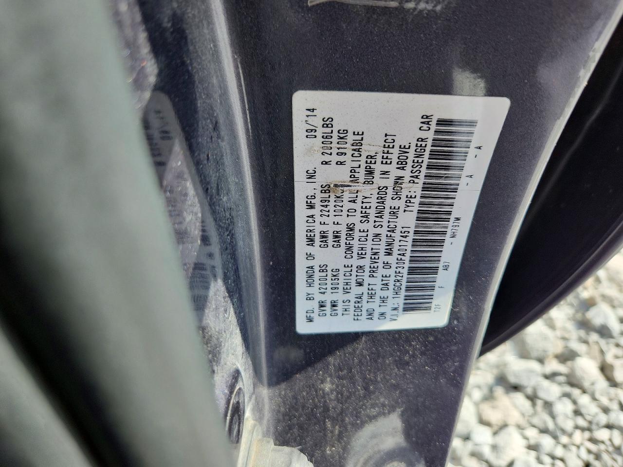 2015 HONDA ACCORD LX — Фото 12 из 12
