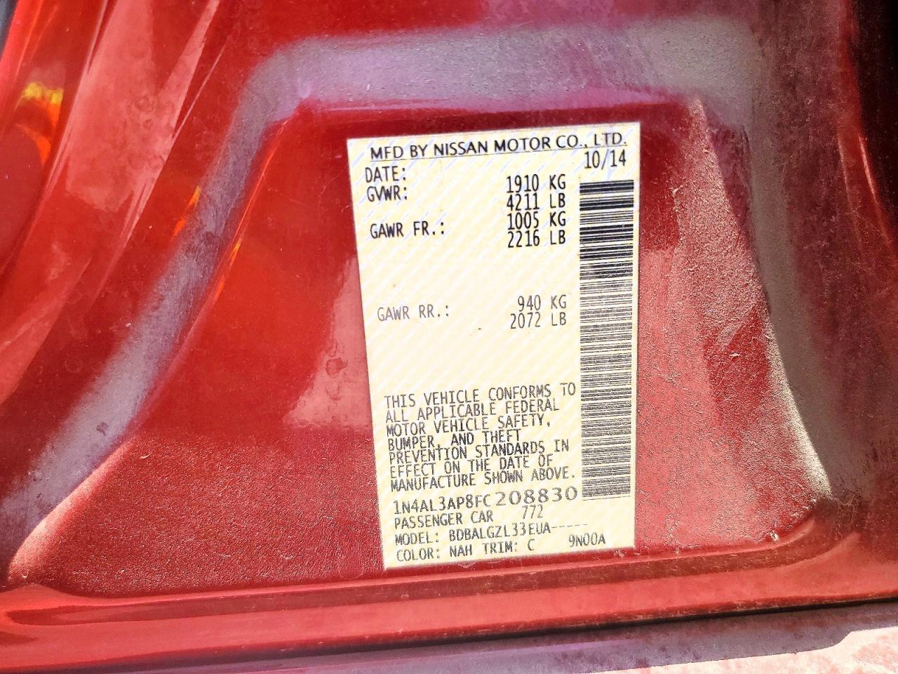 1N4AL3AP8FC208830 2015 NISSAN ALTIMA photo no. 12