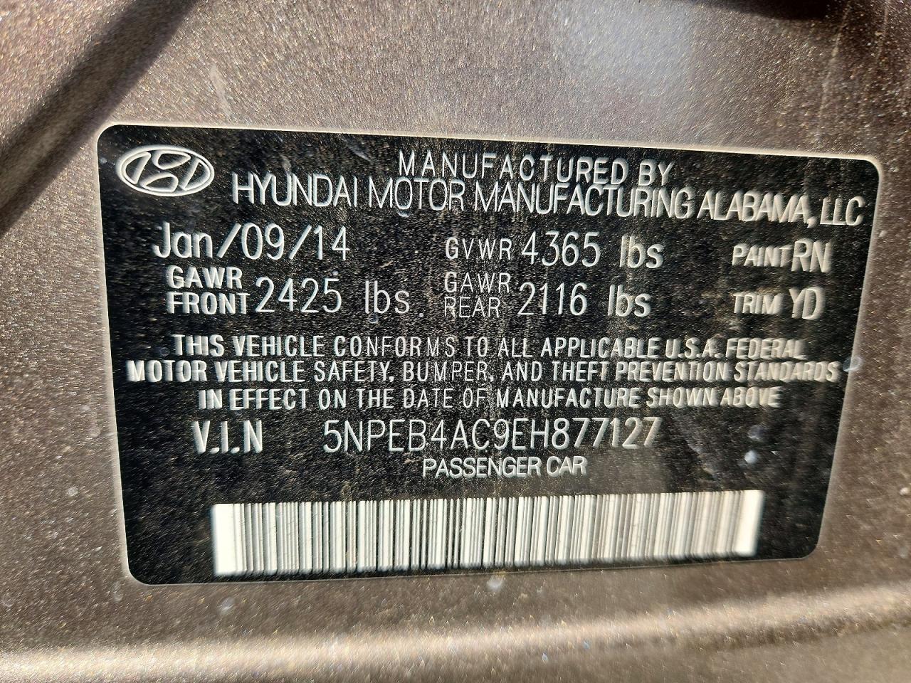 2014 HYUNDAI SONATA GLS — Фото 12 из 12