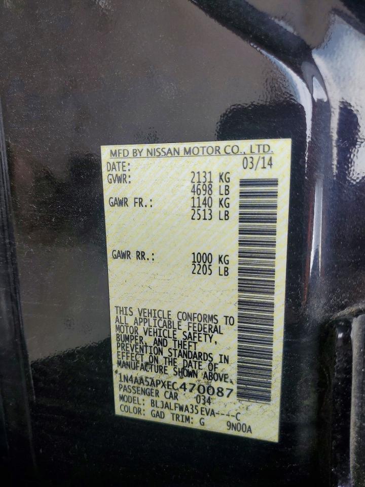 1N4AA5APXEC470087 2014 NISSAN MAXIMA photo no. 12