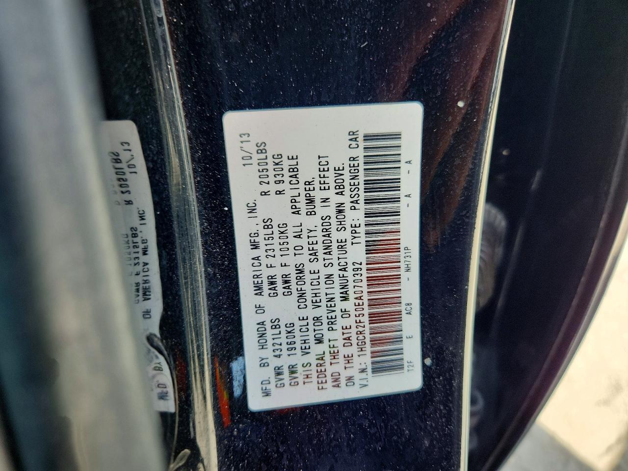 1HGCR2F50EA070392 2014 HONDA ACCORD photo no. 12