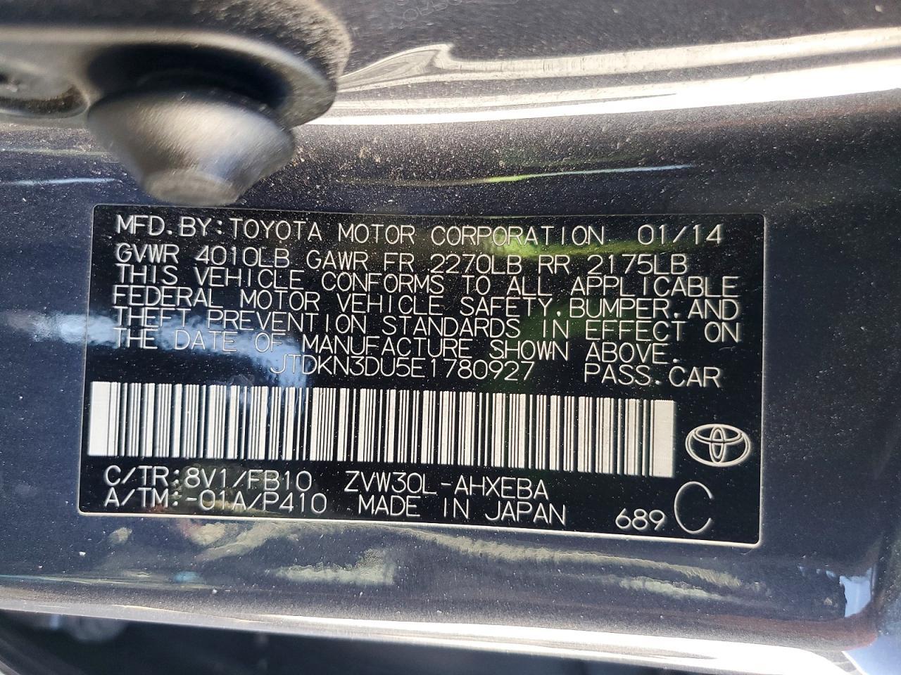 2014 TOYOTA PRIUS TWO — Фото 14 из 14