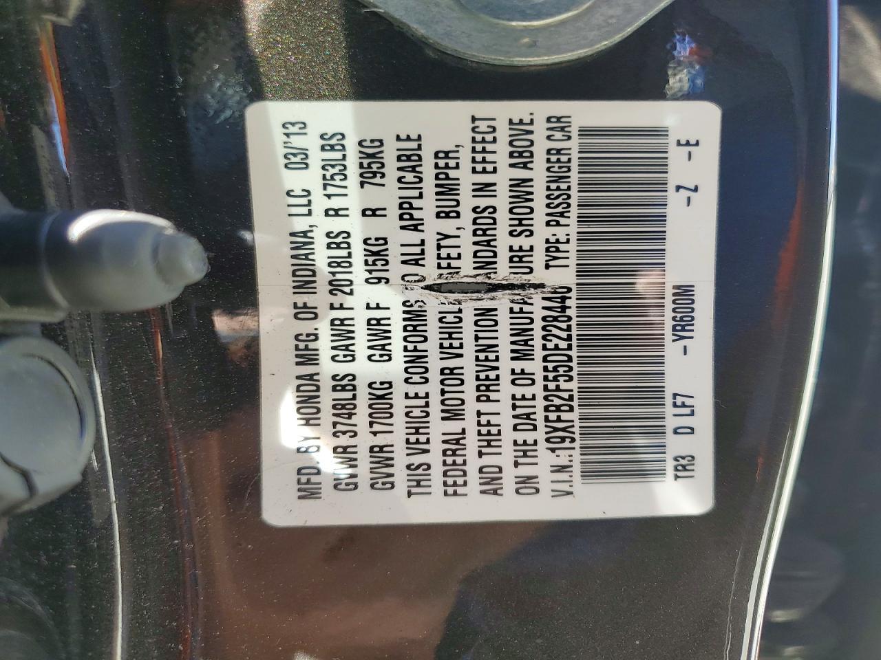 2013 HONDA CIVIC LX — Фото 12 из 12
