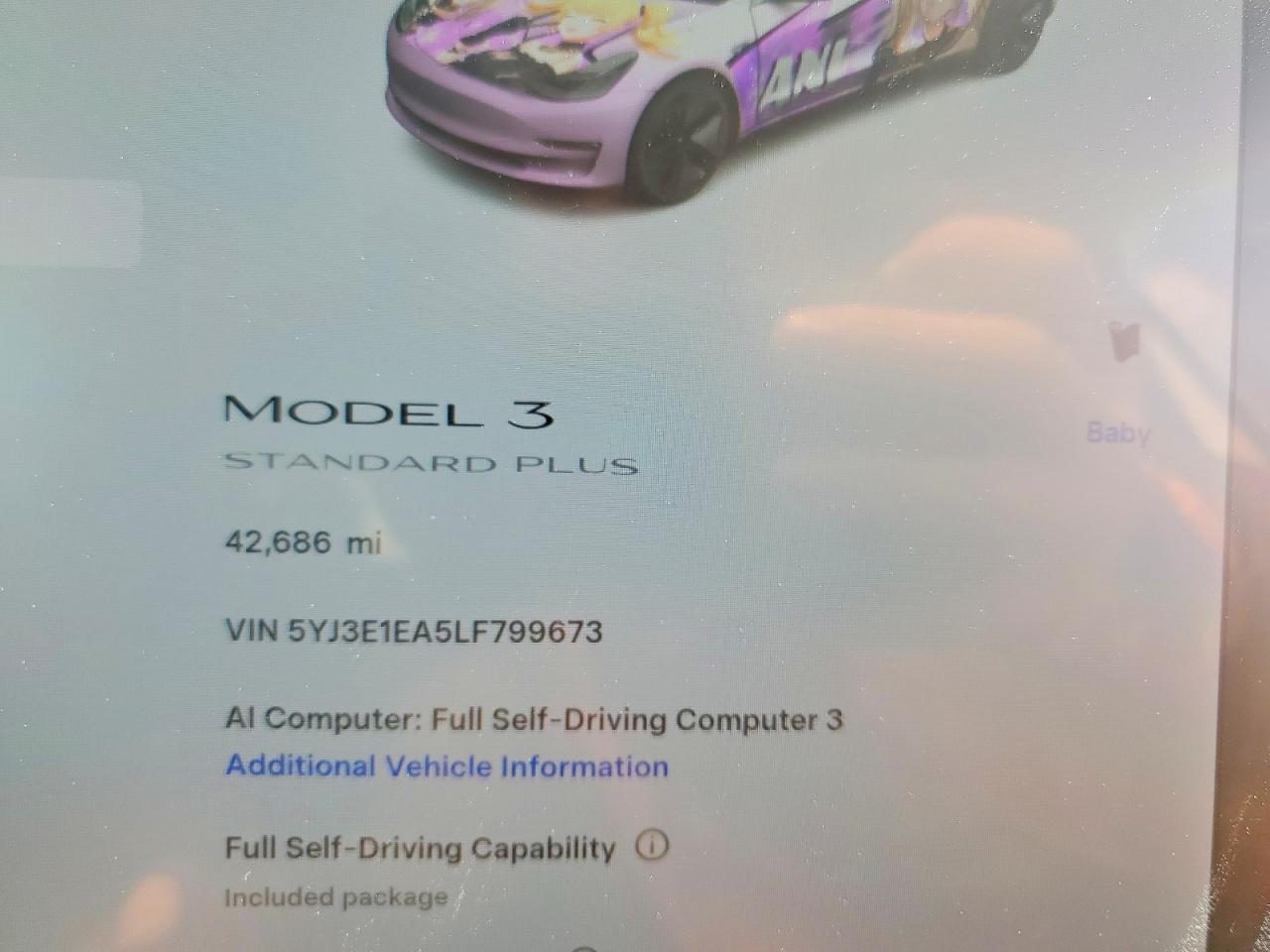 5YJ3E1EA5LF799673 2020 TESLA MODEL 3 photo no. 9