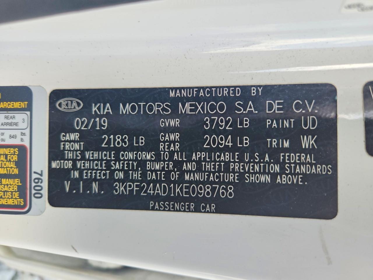 2019 KIA FORTE FE — Фото 12 из 12