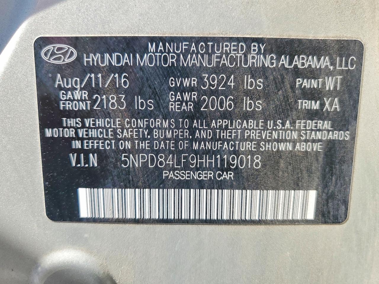5NPD84LF9HH119018 2017 HYUNDAI ELANTRA photo no. 12