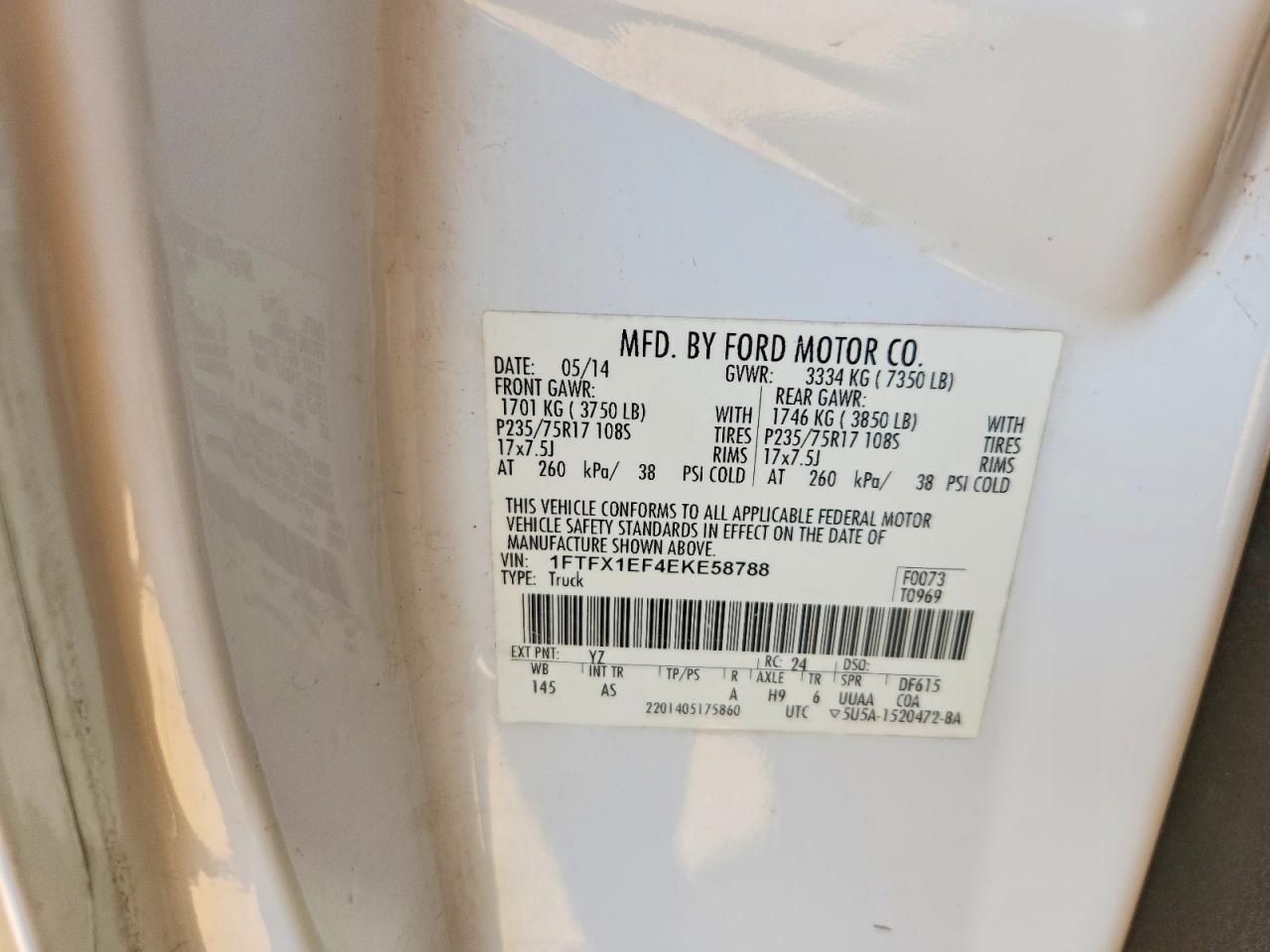 1FTFX1EF4EKE58788 2014 FORD F150 photo no. 12