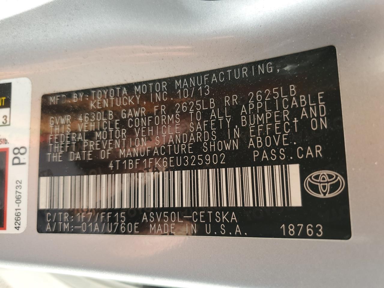 2014 TOYOTA CAMRY L — Фото 12 из 12