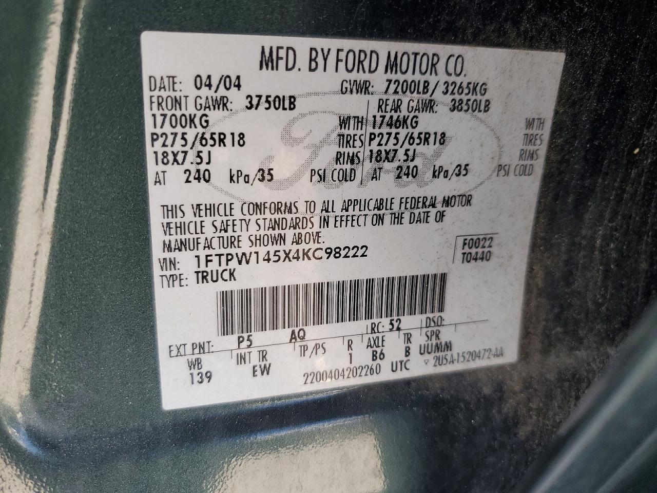 2004 FORD F150 SUPERCREW — Фото 12 из 12