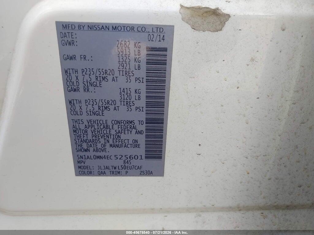 5N1AL0MN4EC525601 2014 INFINITI QX60 photo no. 9