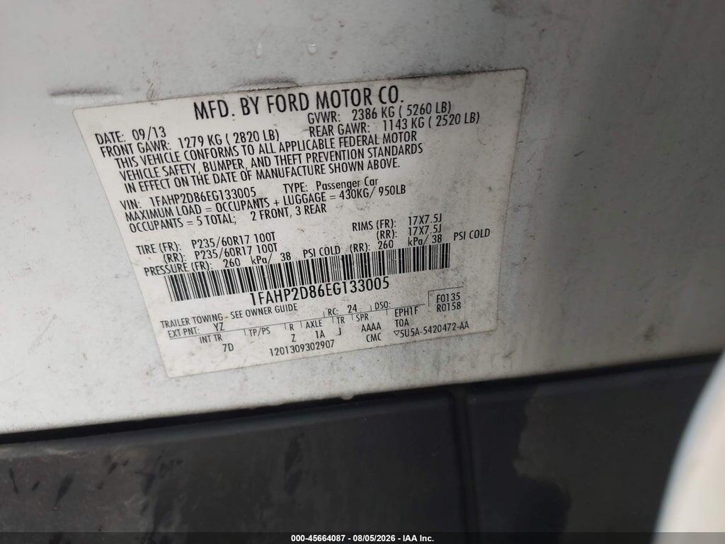 1FAHP2D86EG133005 2014 FORD TAURUS photo no. 9