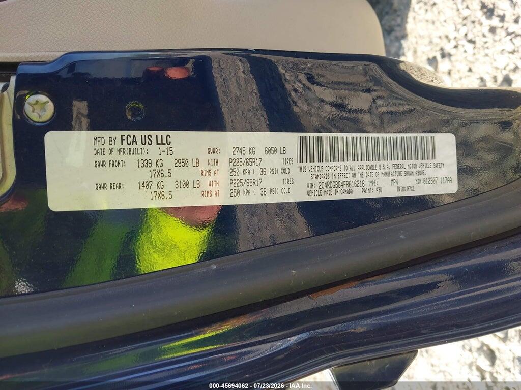 2C4RDGBG4FR616216 2015 DODGE GRAND CARAVAN photo no. 9