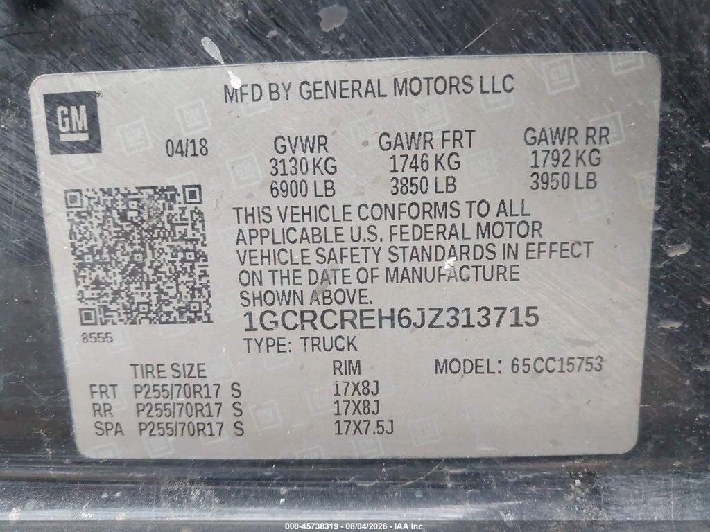 1GCRCREH6JZ313715 2018 CHEVROLET SILVERADO 1500 photo no. 9