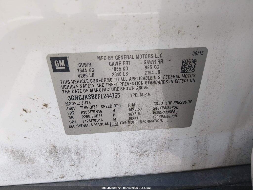 3GNCJKSB0FL244755 2015 CHEVROLET TRAX photo no. 9