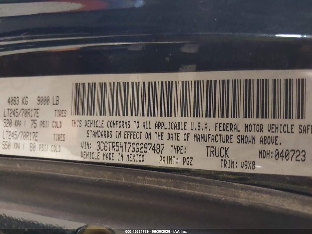 3C6TR5HT7GG297487 2016 RAM 2500 photo no. 9