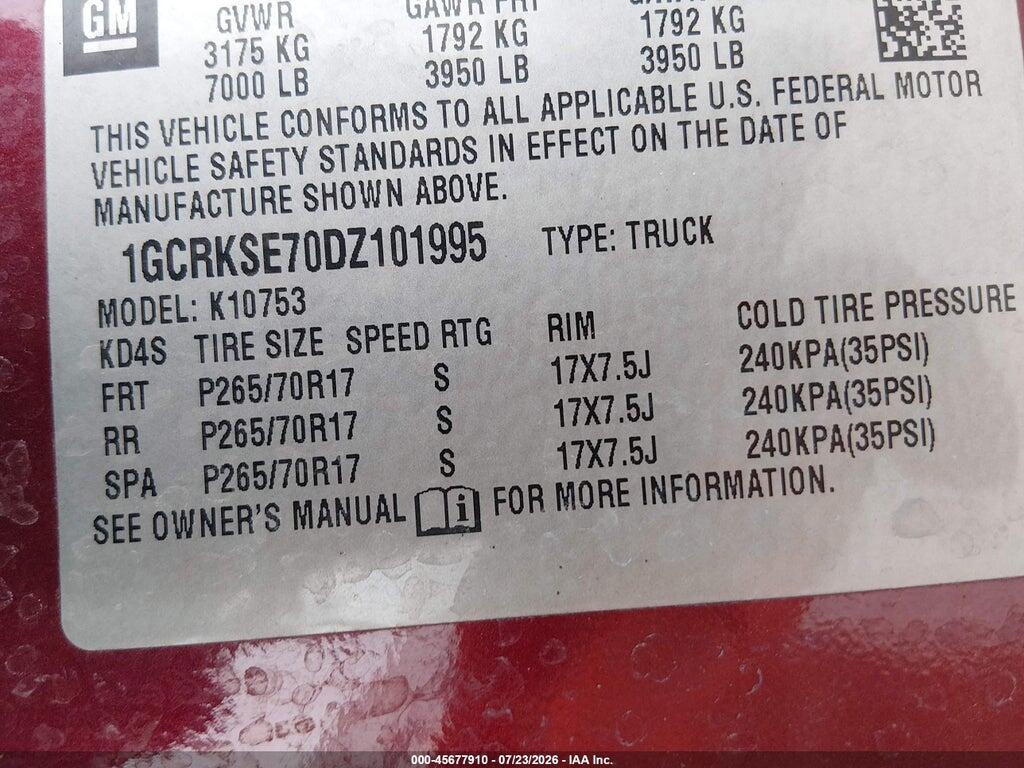 1GCRKSE70DZ101995 2013 CHEVROLET SILVERADO 1500 photo no. 9