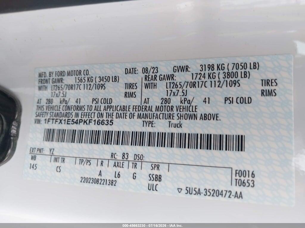 1FTFX1E54PKF16635 2023 FORD F-150 photo no. 9