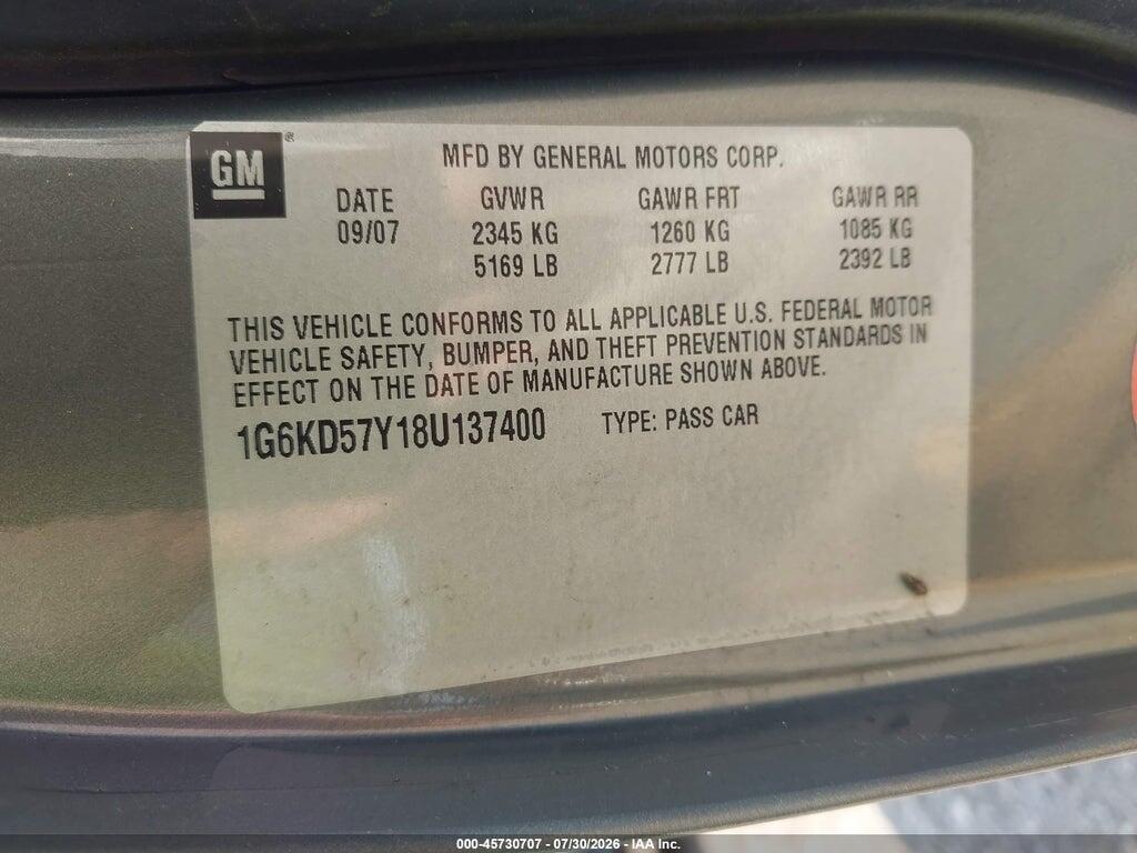 1G6KD57Y18U137400 2008 CADILLAC DTS photo no. 9