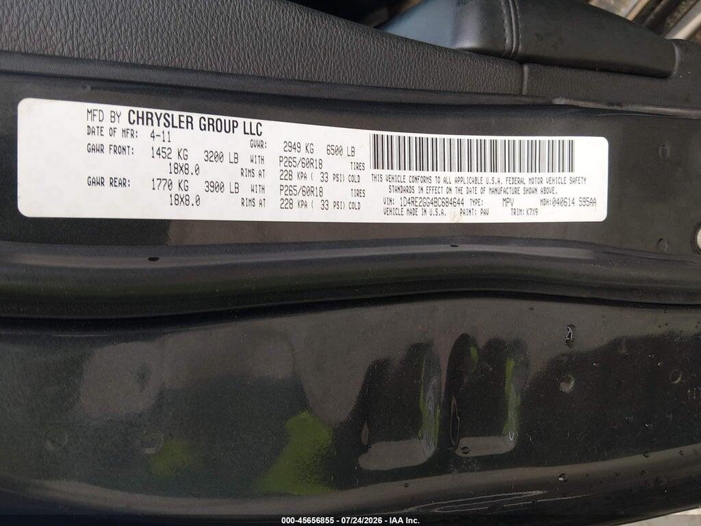 1D4RE2GG4BC684644 2011 DODGE DURANGO photo no. 9