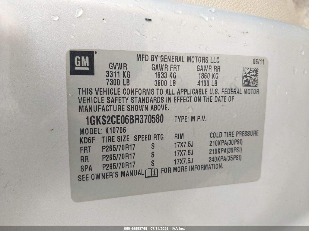 1GKS2CE06BR370580 2011 GMC YUKON photo no. 9