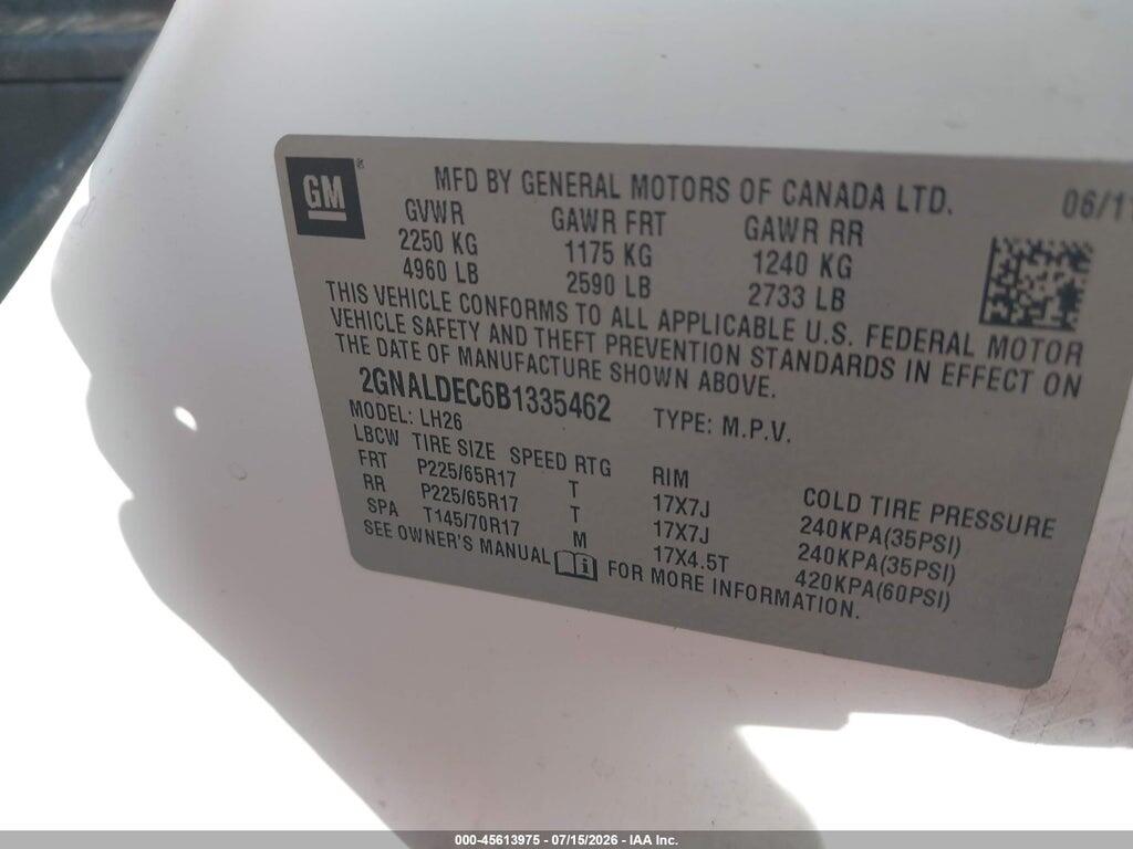 2GNALDEC6B1335462 2011 CHEVROLET EQUINOX photo no. 9