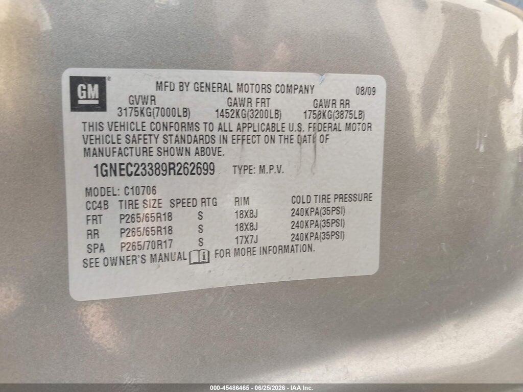 1GNEC23389R262699 2009 CHEVROLET TAHOE photo no. 9