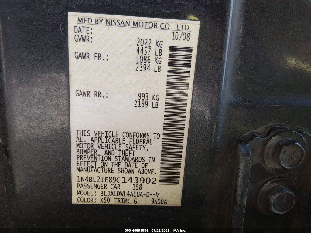 1N4BL21E89C143902 2009 NISSAN ALTIMA photo no. 9
