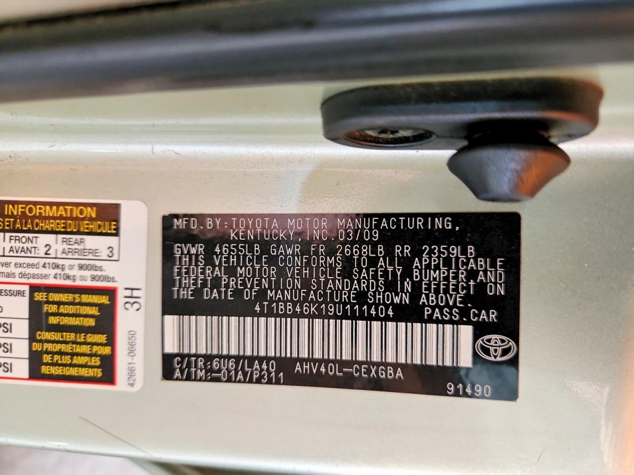 2009 TOYOTA CAMRY HYBRID — Фото 12 из 12