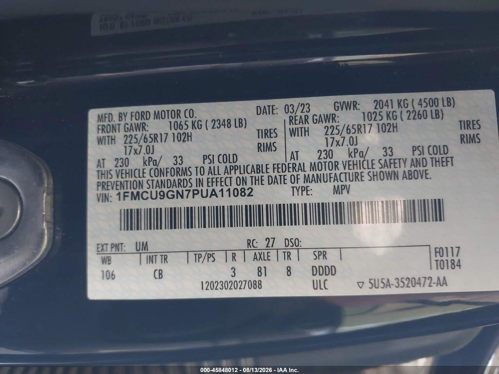 1FMCU9GN7PUA11082 2023 FORD ESCAPE photo no. 9