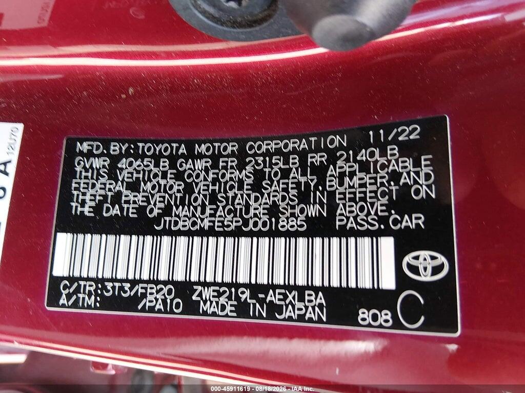 JTDBCMFE5PJ001885 2023 TOYOTA COROLLA photo no. 9