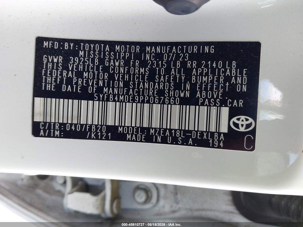 5YFB4MDE9PP067660 2023 TOYOTA COROLLA photo no. 9