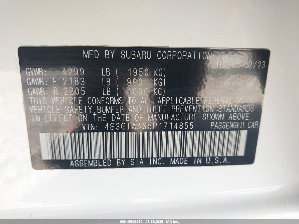 4S3GTAA65P1714855 2023 SUBARU IMPREZA photo no. 9
