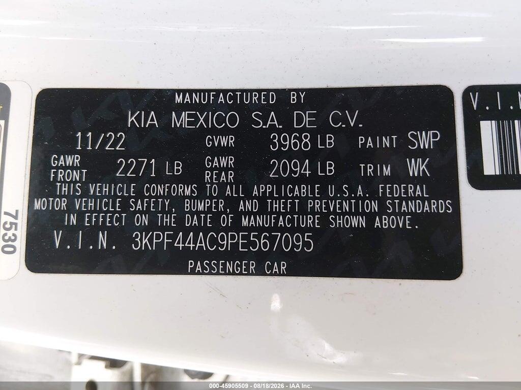 3KPF44AC9PE567095 2023 KIA FORTE photo no. 9