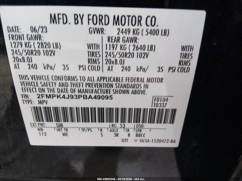 2FMPK4J93PBA49095 2023 FORD EDGE photo no. 9