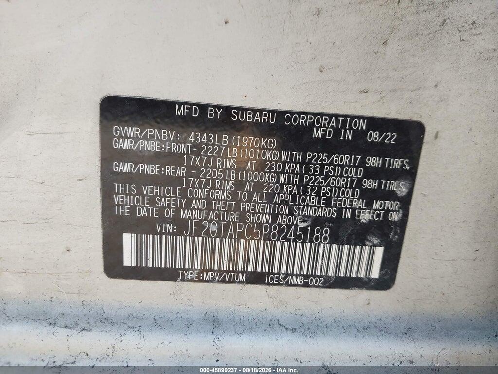 JF2GTAPC5P8245188 2023 SUBARU CROSSTREK photo no. 9