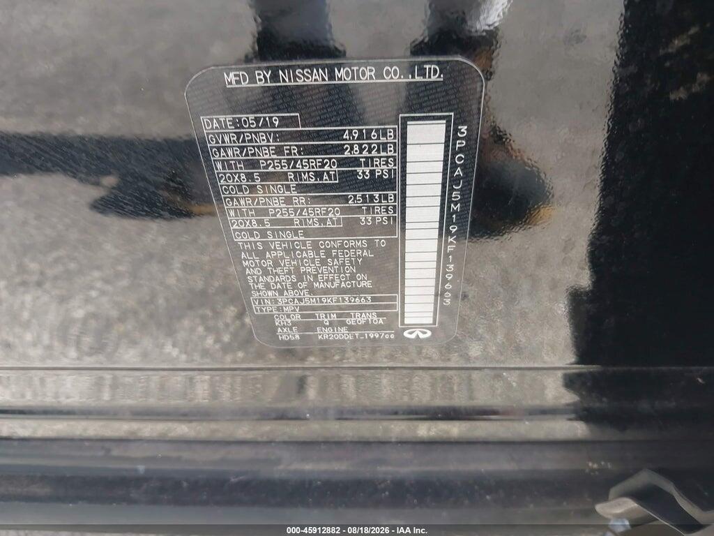 3PCAJ5M19KF139663 2019 INFINITI QX50 photo no. 9