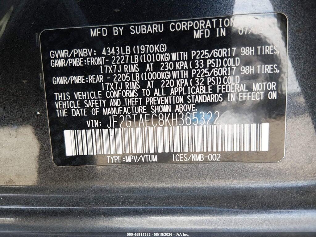JF2GTAEC8KH365322 2019 SUBARU CROSSTREK photo no. 9