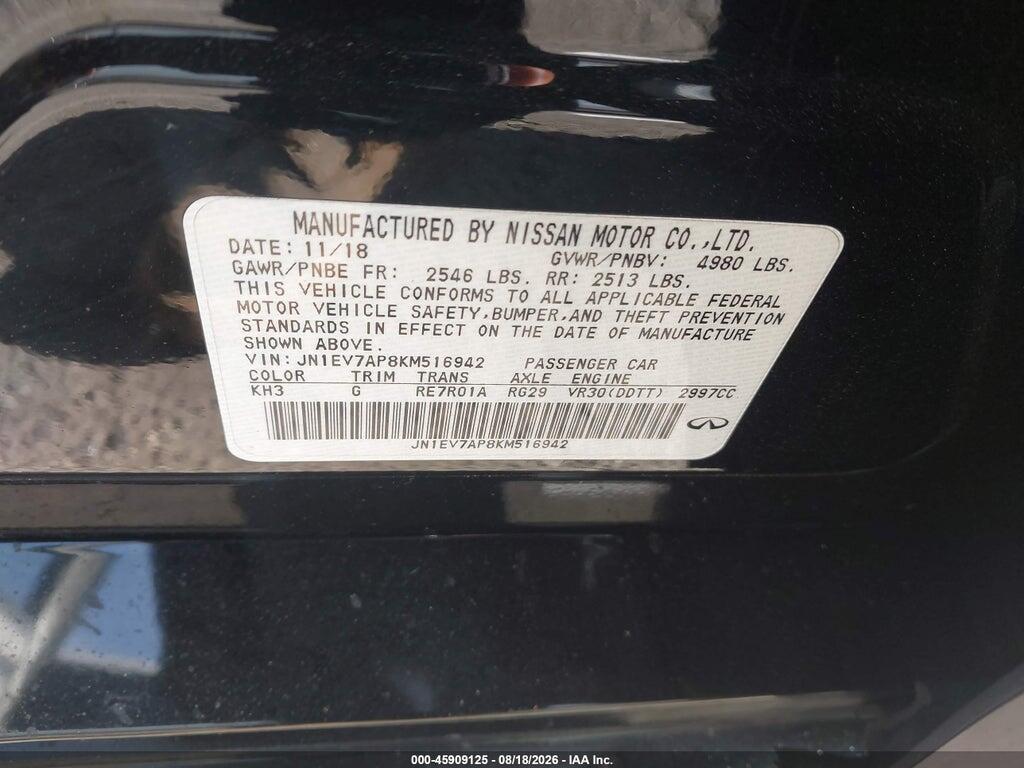 JN1EV7AP8KM516942 2019 INFINITI Q50 photo no. 9