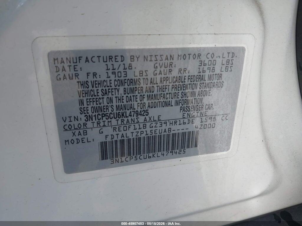 3N1CP5CU6KL479425 2019 NISSAN KICKS photo no. 9